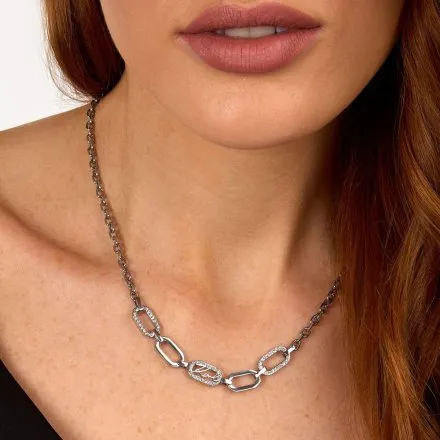 Naszyjnik Karl Lagerfeld CRYSTALS KLAYC14 srebrny z zawieszką logo