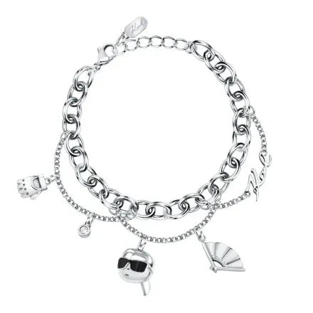 Bransoletka Karl Lagerfeld CHARMS KLAYD12 srebrna z zawieszkami