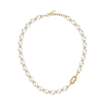 Naszyjnik Karl Lagerfeld PEARL KLAYR01 złoty z perełkami i logo