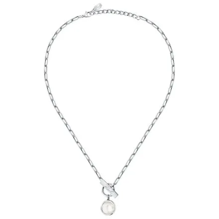 Naszyjnik Karl Lagerfeld PEARL KLAYR04 srebrny z białą perełką i logo
