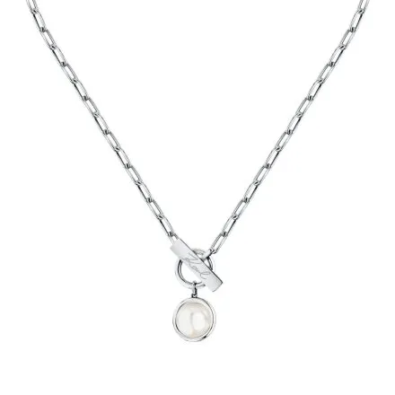 Naszyjnik Karl Lagerfeld PEARL KLAYR04 srebrny z białą perełką i logo