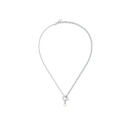 Naszyjnik Karl Lagerfeld PEARL KLAYR05 srebrny z białą perełką i logo