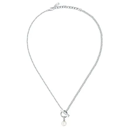 Naszyjnik Karl Lagerfeld PEARL KLAYR05 srebrny z białą perełką i logo