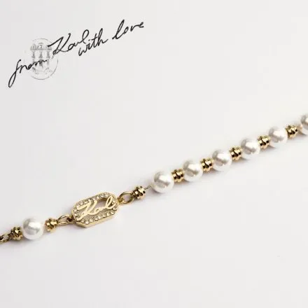 Bransoletka Karl Lagerfeld PEARL KLAYR09 złota z białymi perełkami