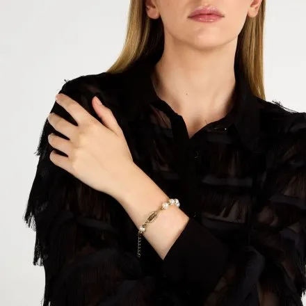 Bransoletka Karl Lagerfeld PEARL KLAYR09 złota z białymi perełkami