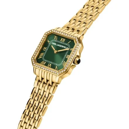 Zegarek Karl Lagerfeld ICON SQUARE R0553110503 złoty z zieloną tarczą