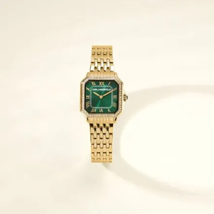 Zegarek Karl Lagerfeld ICON SQUARE R0553110503 złoty z zieloną tarczą