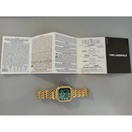 Zegarek Karl Lagerfeld ICON SQUARE R0553110503 złoty z zieloną tarczą