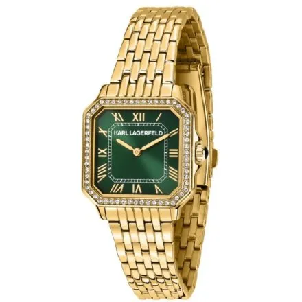 Zegarek Karl Lagerfeld ICON SQUARE R0553110503 złoty z zieloną tarczą