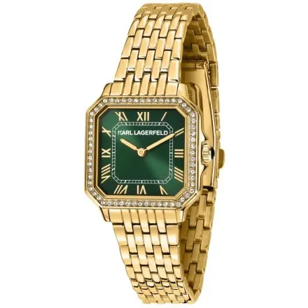 Zegarek Karl Lagerfeld ICON SQUARE R0553110503 złoty z zieloną tarczą