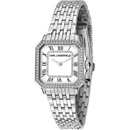 Zegarek Karl Lagerfeld ICON SQUARE R0553110506 srebrny z białą tarczą