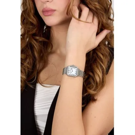 Zegarek Karl Lagerfeld ICON SQUARE R0553110506 srebrny z białą tarczą
