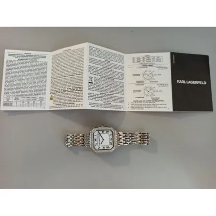Zegarek Karl Lagerfeld ICON SQUARE R0553110506 srebrny z białą tarczą
