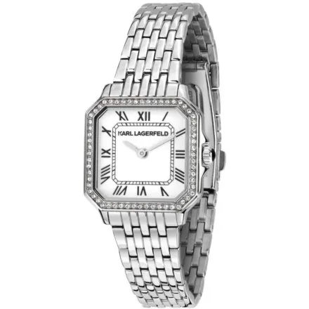 Zegarek Karl Lagerfeld ICON SQUARE R0553110506 srebrny z białą tarczą