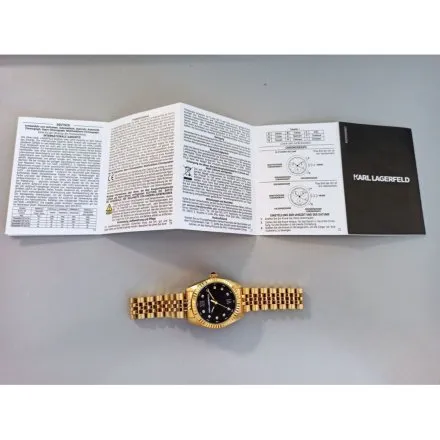Zegarek Karl Lagerfeld TIMELESS CODE MINI R0553109502 złoty z czarną tarczą