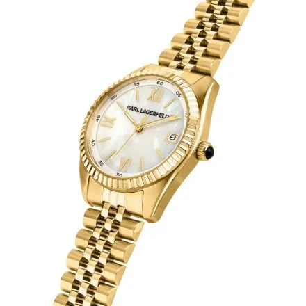 Zegarek Karl Lagerfeld TIMELESS CODE R0553108505 złoty z perłową tarczą