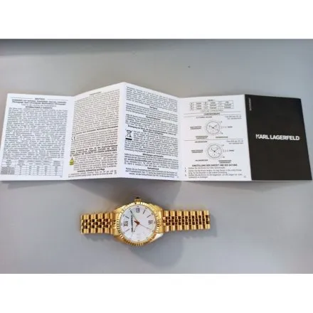 Zegarek Karl Lagerfeld TIMELESS CODE R0553108505 złoty z perłową tarczą
