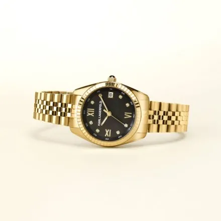 Zegarek Karl Lagerfeld TIMELESS CODE R0553108503 złoty z czarną perłową tarczą