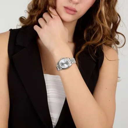 Zegarek Karl Lagerfeld TIMELESS CODE R0553108509 srebrny na bransolecie