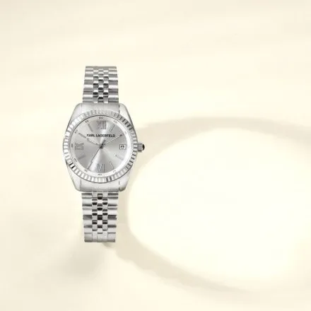 Zegarek Karl Lagerfeld TIMELESS CODE R0553108509 srebrny na bransolecie