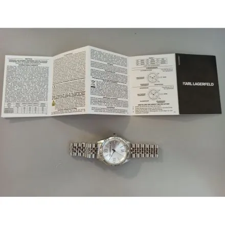 Zegarek Karl Lagerfeld TIMELESS CODE R0553108509 srebrny na bransolecie
