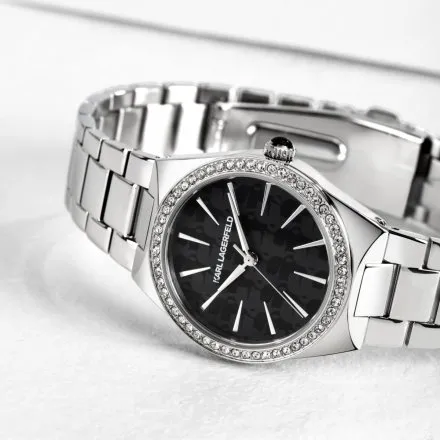 Zegarek Karl Lagerfeld HAMBURG R0553105511 srebrny z czarną tarczą
