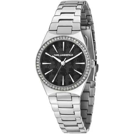 Zegarek Karl Lagerfeld HAMBURG R0553105511 srebrny z czarną tarczą