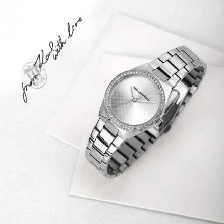 Zegarek Karl Lagerfeld HAMBURG R0553105509 srebrny z kryształkami na kopercie