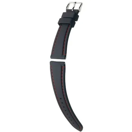 Czarny pasek z czerwonym przeszyciem do zegarka 22 mm HIRSCH Belize 40268851-2-22
