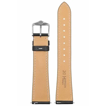 Czarny pasek do zegarka 20 mm HIRSCH Bologna 01802050-2-20 (L)