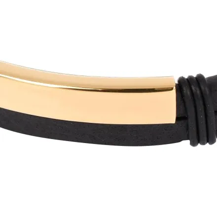 Czarno-złota elegancka skórzana bransoletka męska Pacific PACIFIC LB-020-G1