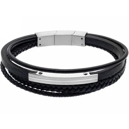 Czarna skórzana bransoletka męska z rzemykami Pacific LB-082-S1