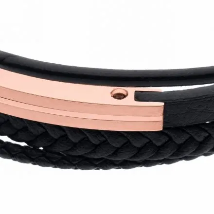 Czarna skórzana bransoletka męska z rzemykami Pacific LB-082-RG1