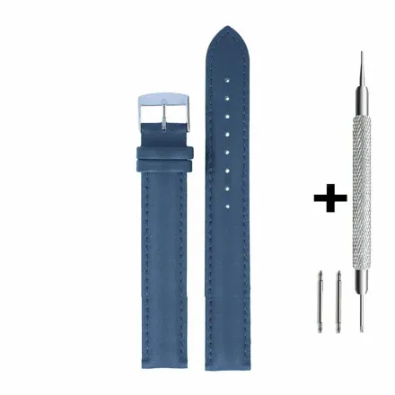 Niebieski pasek 20 mm skórzany DILOY 302.20.5 + GRATIS dwa teleskopy i narzędzie