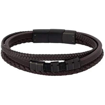 Brązowa skórzana bransoletka męska z rzemykami Pacific LB-106-B1