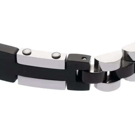 Czarno-srebrna klasyczna stalowa bransoletka męska Pacific SSM-017-B1