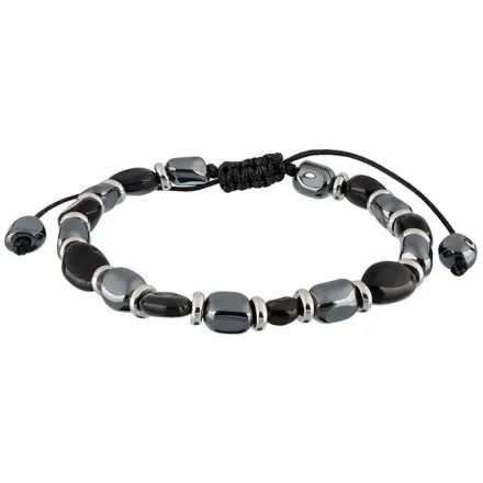 Bransoletka męska z agatem i hematytem Pacific ST-009-S1