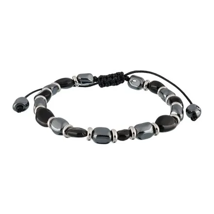 Bransoletka męska z agatem i hematytem Pacific ST-009-S1