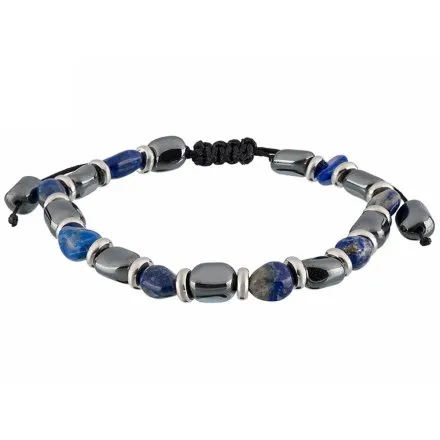 Bransoletka męska z lapis lazuli i hematytem Pacific ST-009-S3