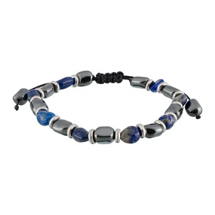 Bransoletka męska z lapis lazuli i hematytem Pacific ST-009-S3