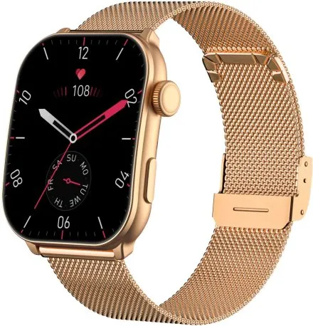 GRAVITY GT28-5 prostokątny czarno-złoty smartwatch do rozmów