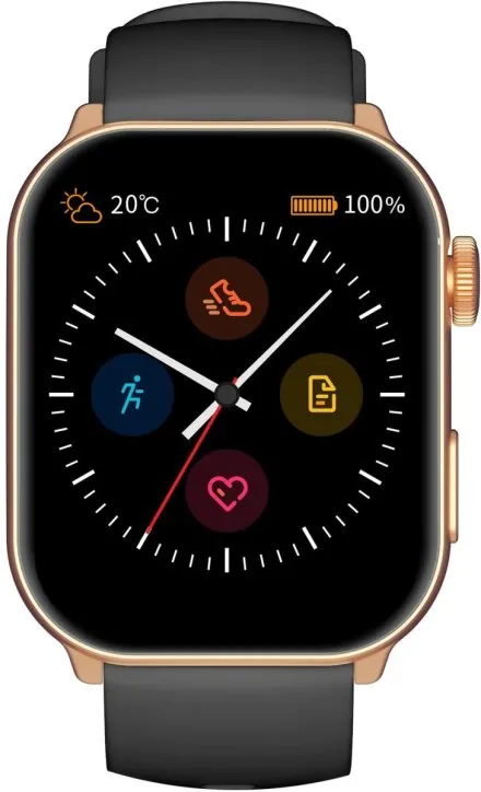 GRAVITY GT28-5 prostokątny czarno-złoty smartwatch do rozmów