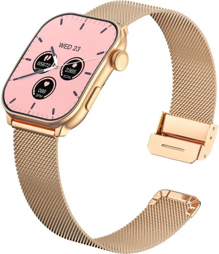 GRAVITY GT28-5 prostokątny czarno-złoty smartwatch do rozmów