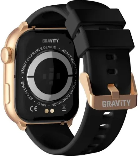GRAVITY GT28-5 prostokątny czarno-złoty smartwatch do rozmów