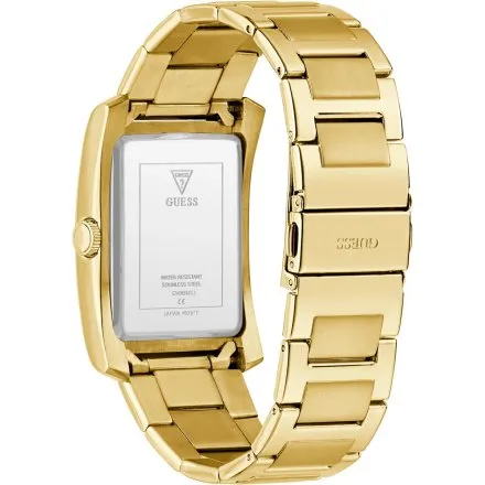 Guess Clyde zegarek męski na bransolecie złoty z czarną tarczą GW0896G2