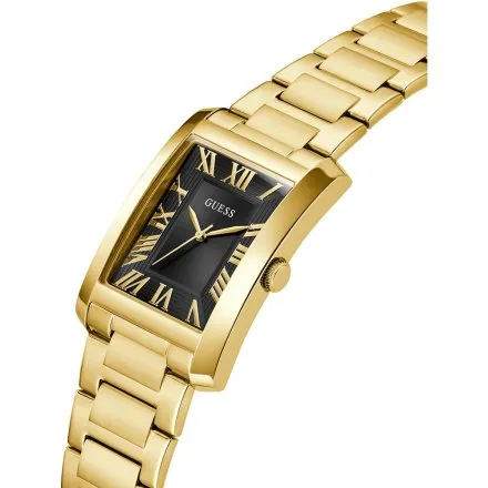 Guess Clyde zegarek męski na bransolecie złoty z czarną tarczą GW0896G2