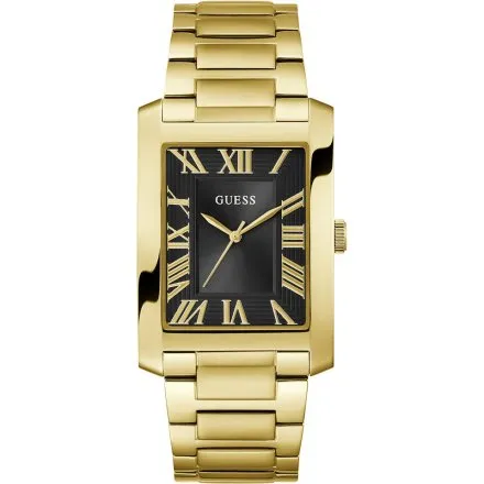 Guess Clyde zegarek męski na bransolecie złoty z czarną tarczą GW0896G2