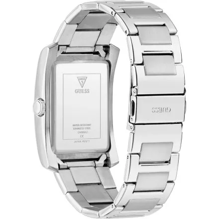 Guess Clyde zegarek męski na bransolecie srebrny z czarną tarczą GW0896G1