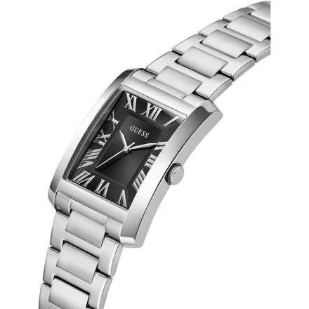 Guess Clyde zegarek męski na bransolecie srebrny z czarną tarczą GW0896G1