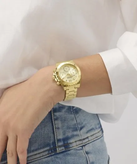 Złoty zegarek Męski Guess Phoebe z bransoletą multidatownik GW0696L4